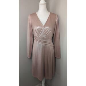 Lauren Ralph Lauren Blush Satin Wrap Dress Size 6 Elegant Cocktail Wedding Guest